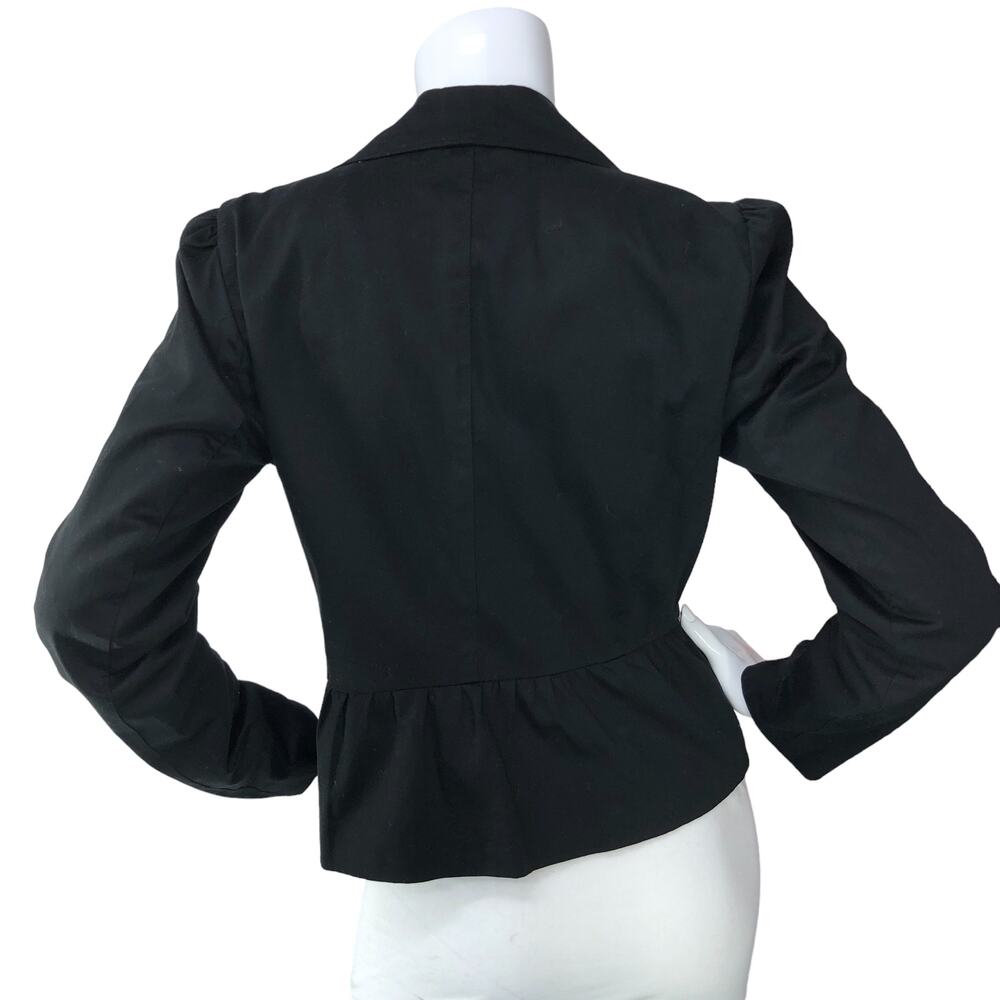 Sandro Womens Size S Biker Jacket Asymmetrical Cotton Zip Pockets Black - Picture 7 of 14